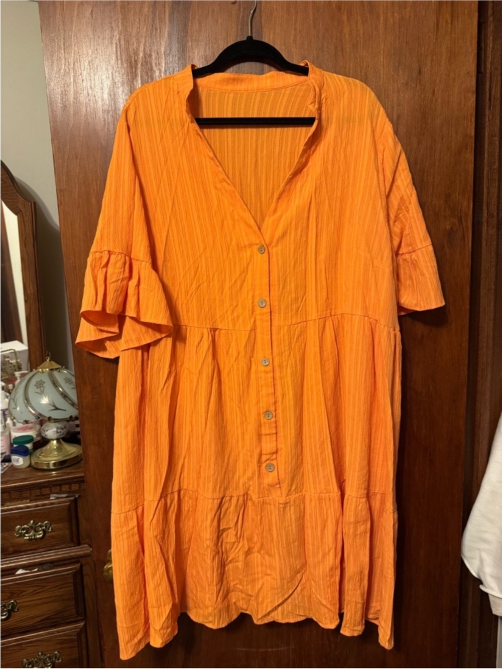 Women’s Plus Size Button Down Tiered Tunic Dress - Size 4X